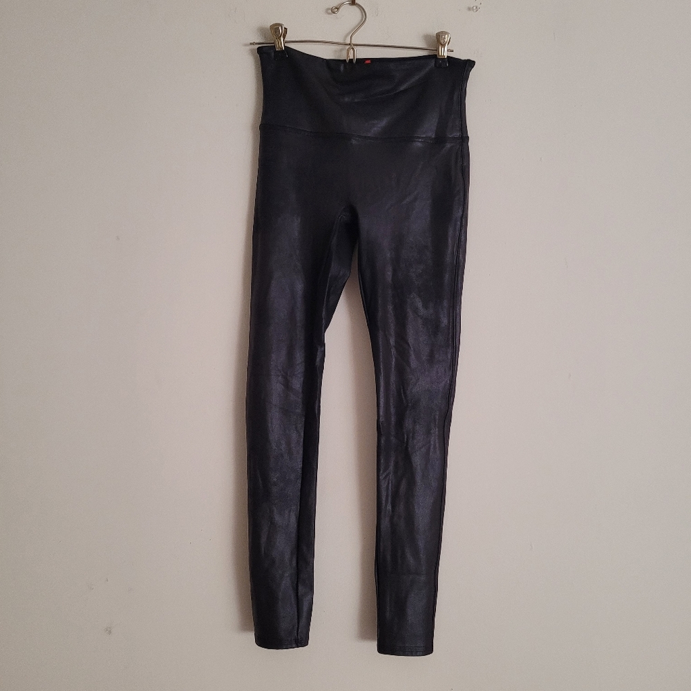 SPANX Faux Leather Black Leggings Women's